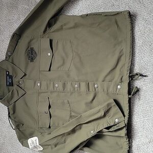 Harley Davidson Cropped Drawstring Jacket Size XL